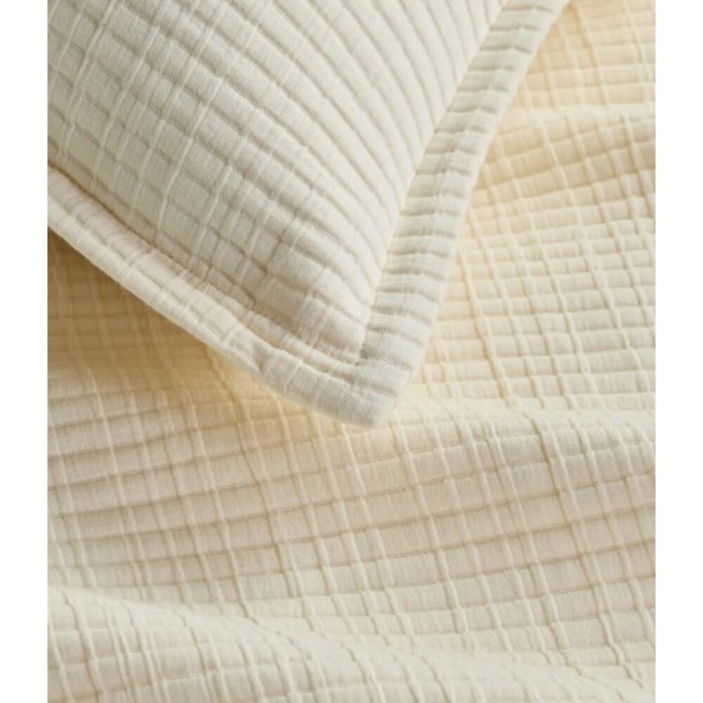 NEW Quince Organic Ribbed Cotton Coverlet FULL QUEEN Ivory Cream NO SHAMS - Picture 2 of 6
